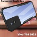 Vivo Y02 2022 Shockproof Hard Case For Vivo Y02 Y 02 VivoY02 Phone Case Transparent Acrylic PC TPU Soft Case Camera Protective Bumper Back Cover Casing.