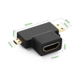 3 in 1 Mini HDMI and Micro HDMI Male to HDMI Female Adapter- 3 Pieces.