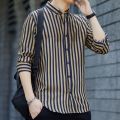 Fashion Straight Business Casual Striped Formal Button Shirts Turn-down Collar Long Sleeve Men's Clothing Capable Spring Summer. 