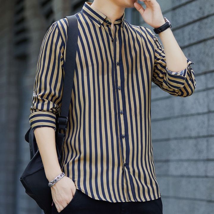Fashion%20Straight%20Business%20Casual%20Striped%20Formal%20Button%20Shirts%20Turn-down%20Collar%20Long%20Sleeve%20Men's%20Clothing%20Capable%20Spring%20Summer%20-%20Image%203