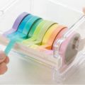 8 Pack Transparent Visible Desktop Multi Washi Masking Tape Dispenser,Tape Cutter,Roll Tape Holder.