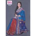 Eye Catching Design with Luxurious Collection Rich Fabric Cobalt-Blue-Cherry-Red Mixed Colour Traditional Unstitched Weightless Sharee for Women. 