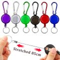 1/3pcs Retractable Steel Cord Pull Reel Keychain Wire Rope Clasp Key Ring Recoil ID Card Holder Chains Sporty Multifunction Tool. 