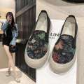 Summer Old Beijing Cloth Women's with Hollow Breathable Casual Soft Sole Mesh Flat Bottom, One Step, Mom's Shoes. 