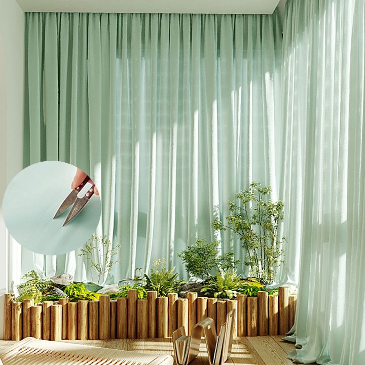 New 2023 Modern green Sheer Curtains for Living Room Window Tulle Curtains for Bedroom Balcony Voile Drapes Treatment Home Decor