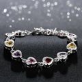 925 Sterling silver elegant charm Bracelets chain beautiful crystal stone drop Jewelry fashion for women wedding lady cute.
