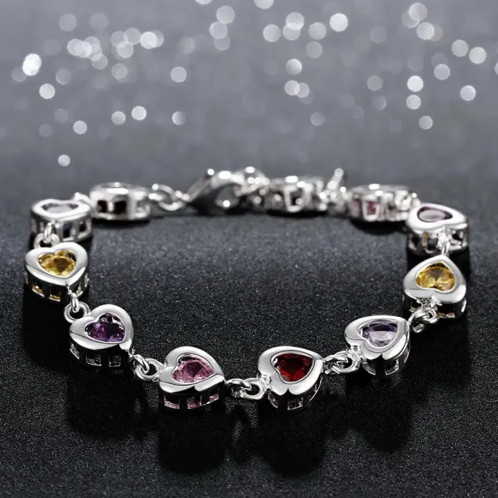 925%20Sterling%20silver%20elegant%20charm%20Bracelets%20chain%20beautiful%20crystal%20stone%20drop%20Jewelry%20fashion%20for%20women%20wedding%20lady%20cute%20-%20Image%204