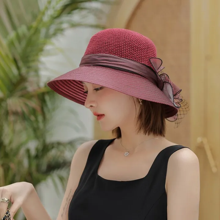 New%20Flower%20Summer%20Sun%20Hats%20For%20Women%20Beach%20Beige%20Organza%20Tea%20Party%20Hat%20Elegant%20Ladies%20Church%20Kentucky%20Derby%20Wide%20Brim%20Fedoras%20-%20Image%205
