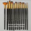 New 12-Piece Black Nylon Artist Brush Set for Watercolor, Acrylic, and Oil Painting - High-Quality Painting Tools.