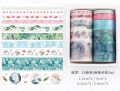 10pcs Sea and Forest Series Washi Tape Set Japanese Paper Stickers Scrapbooking Flower Adhesive Washitape Stationary. 