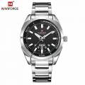 NAVIFORCE NF9038 - Silver Stainless Steel Analog Watch for Men - Silver & Black. 