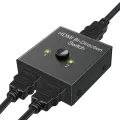 【VisioN Shop】HDMI Splitter, HDMI Bidirectional 2 Input to 1 Output in to 2 Out, 1080P Passthrough HDMI Switcher. 