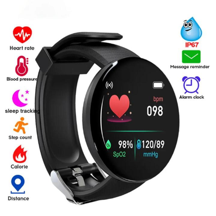 D18 Smart watch Men and Women Smartwatch Blood Pressure Waterproof Digital Watches Sports Fitness Tracker Watch for Android iOS