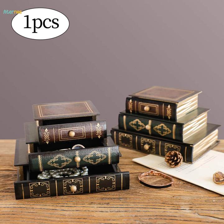 Book Shaped Storage Box with Drawers Trinket Case for Photo Bracelets Cards