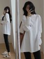 White Inner Long Sleeve T Women's T-shirt Autumn and Winter 2023 New Midi Hip-Covering Dralon Brushed Base Shirt Top.
