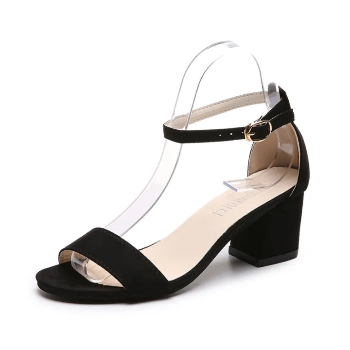 2019%20summer%20new%20sandals%20with%20buckle%20heels,%20hollow%20open%20toe%20Korean%20version%20trend%20block%20heel%20women's%20shoes%20-%20Image%205