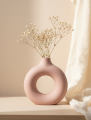 Modern Donut Flower Vase – Decorative Gypsum Home Decor.