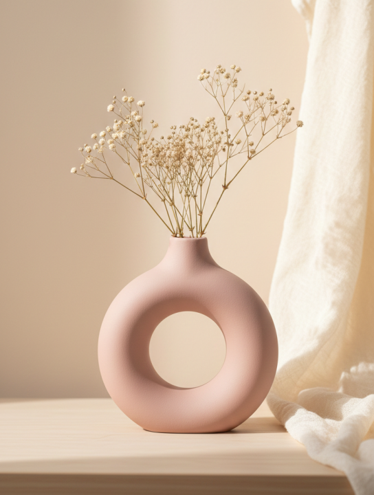 Modern Donut Flower Vase – Decorative Gypsum Home Decor