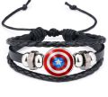 Marvel Charm Bracelet Superhero Iron Man Heart Captain America Shield Shaped PU Leather Bracelet. 