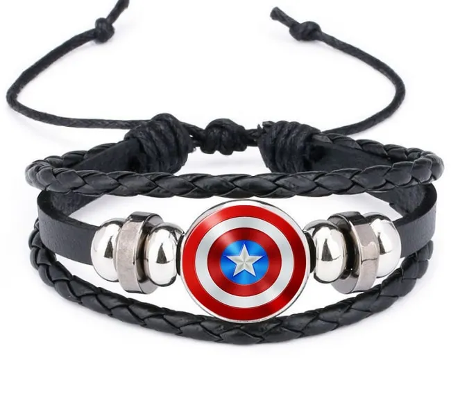 Marvel%20Charm%20Bracelet%20Superhero%20Iron%20Man%20Heart%20Captain%20America%20Shield%20Shaped%20PU%20Leather%20Bracelet%20-%20Image%202