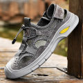 Summer sandals Men genuine Leather Sandals Men Slippers Soft Flat Men Beach Sandals Classic Buffer Outdoor mesh Wading Shoes men.