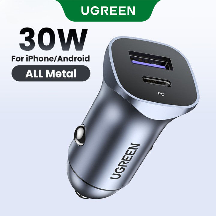 UGREEN 30 W Car Charger Dual Port QC Fast Charging For