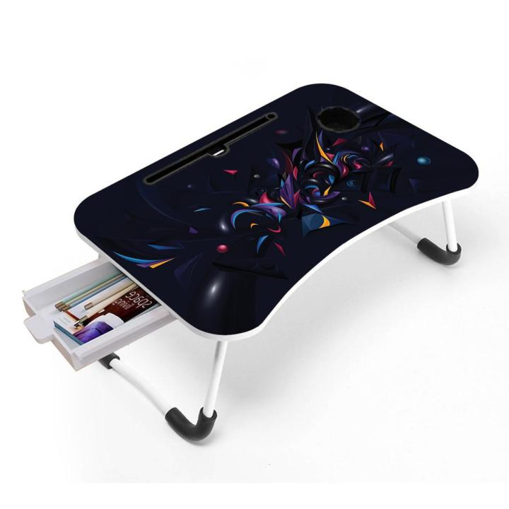 Product Details Of Printed Computer Laptop Desk With Drawer //Small Foldable Multi-Function Bed Desk Simple Dormitory Lazy Table Bed With Laptop Table Drawer - Laptop Table laptop pc stand table for bed mini portable table