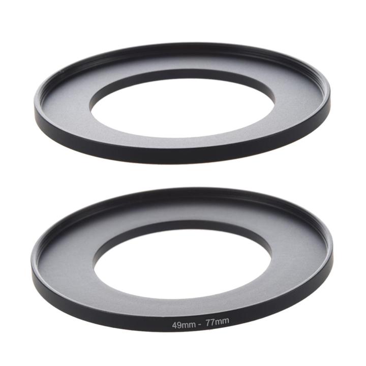 2 Pcs Black Camera Filter Lens Step Up Ring Adapter, 1 Pcs 49Mm-72Mm & 1 Pcs 49Mm-77Mm