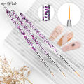 Myyeah 3Pcs/Set Nail Art Acrylic Handle French Lines Stripes Liner Painting Brush Flower Pattern Design Drawing Pen Manicure Tool. 