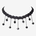 Trendy Korean Black Flower Rhinestone Choker Necklaces for Girls Simple Stylish - Fashionable Velvet Choker Jewelry Accessories Lace Hand-Knit Necklace for Women New Collection. 