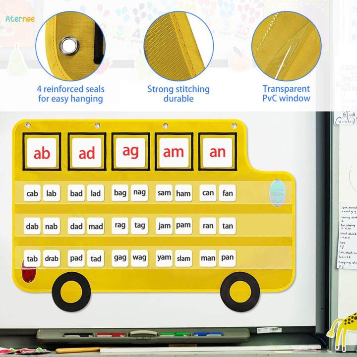 Bus Pocket Chart Durable Classroom Organizer Teaching Supplies for Preschool Learning Homeschool