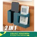 2 In 1 Wall-mounted Mobile Phone Remote Control Storage Box Punch-free Storage Rack Wall Debris Storage Holders-Prime Mall.