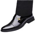 Plus size british men's business ins formal leather shoes invisible inner increase height 6CM men's shoes fashion lazy single shoes to get married.