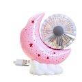 Moon Base Fan With Starry Atmosphere Light And Adjustable Angle Pen Holder Mini USB Fan.