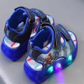 Kids Girls Summer Sandals Led Light Luminous Shoes Boys Cartoon Captain America Slippers Toddler Sport Running Soft Beach Shoes.