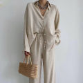 Premium Quality - Women Loose Shirt Pants Trousers Drawstring High Waist Casual Women' Set Lounge Pajamas - Couture - High-end.