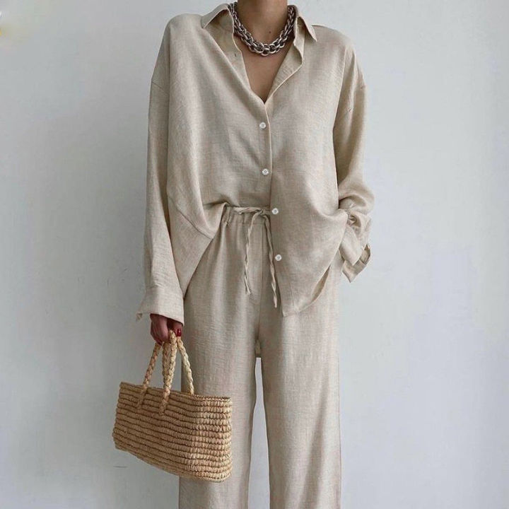 Premium%20Quality%20-%20Women%20Loose%20Shirt%20Pants%20Trousers%20Drawstring%20High%20Waist%20Casual%20Women'%20Set%20Lounge%20Pajamas%20-%20Couture%20-%20High-end%20-%20Image%202