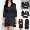 Sleepwear Female 5/4/2PCS Pajamas Set Satin Pyjamamas Lace Patchwork Bridal Wedding Nightwear Rayon Home Wear Nighty&Robe Suit.