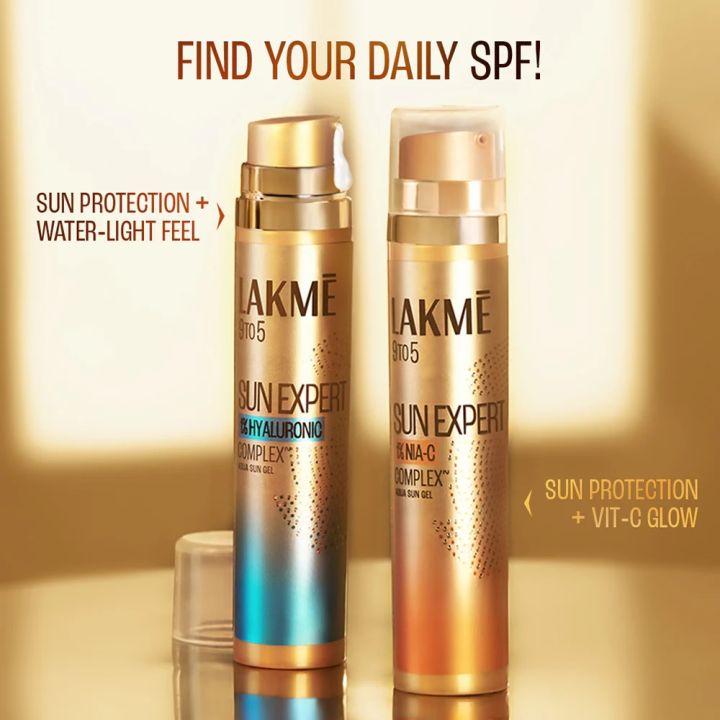Lakmē Sun Expert 1% Nia-VIT C Sunscreen, SPF 50 PA+++ for UVA/B, No white cast, for radiant skin
