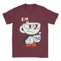 Amazing Cuphead And Mugman Angry T-Shirts for Men Pure Cotton T Shirt Cartoon Short Sleeve Tee Shirt Gift Idea Clothes.