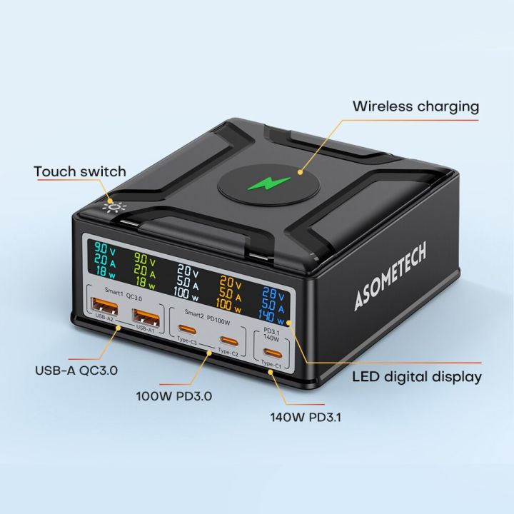 260W%20PD3.1%20USB%20C%20Charging%20Station%20Wireless%20Charger%20LCD%20Display%205%20Ports%20QC%203.0%20PPS%20Fast%20Charger%20for%20iPhone%2014%20MacBook%20Pro%20Samsung%20-%20Image%202