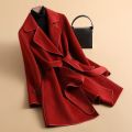 【2288】Double-Sided Velvet Coat Overcoat Mid-Length Coat Women's Solid Color Small Loose Double-Faced Woolen Goods Spring and Autumn Fashion. 