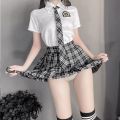 School Girl Cosplay Women Role Play Costume Japanese Korean Student Cheerleading Sweet Plaid Uniform Tie Kawaii Style. 