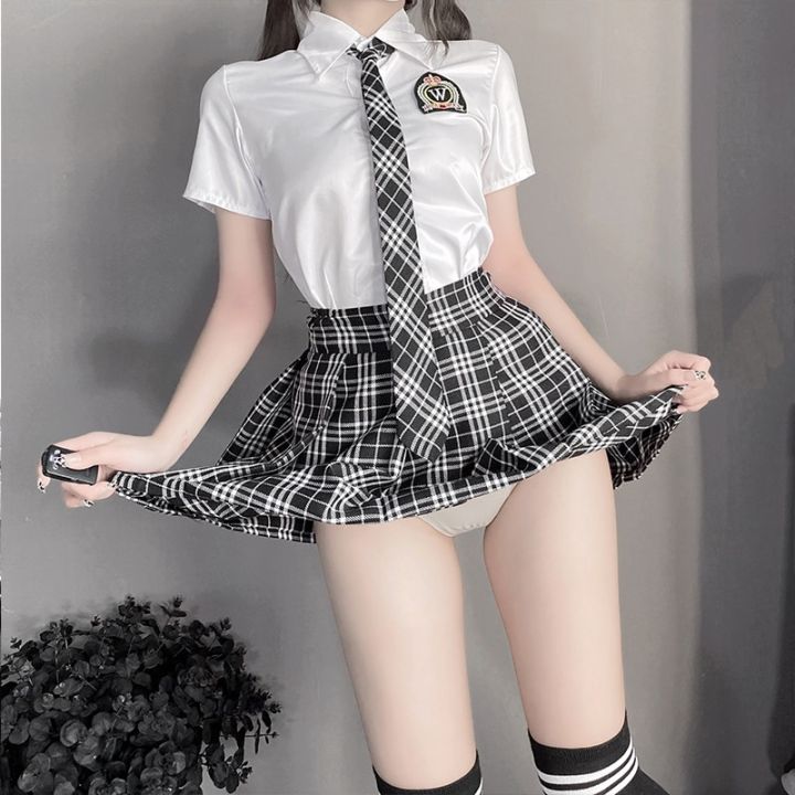 School%20Girl%20Cosplay%20Women%20Role%20Play%20Costume%20Japanese%20Korean%20Student%20Cheerleading%20Sweet%20Plaid%20Uniform%20Tie%20Kawaii%20Style%20-%20Image%204
