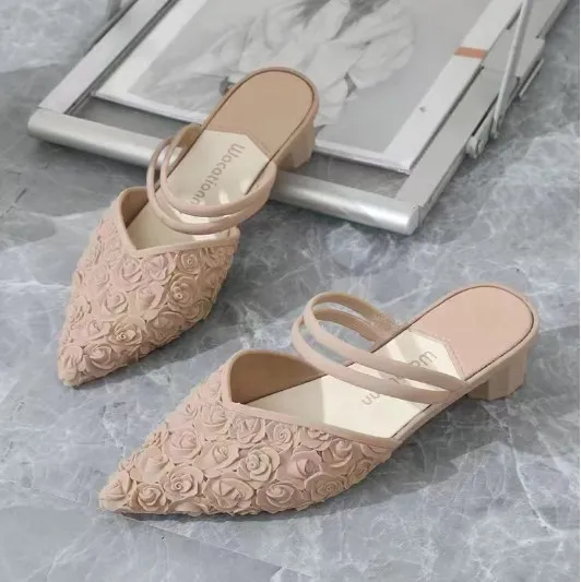 New%20Lady%20Style%20Niche%20Design%20Sense%20Lace-up%20Thick%20Heel%20Pointed%20Head%20Rose%20Wrapped%20Head%20Half%20Sandel%20-%20Image%206