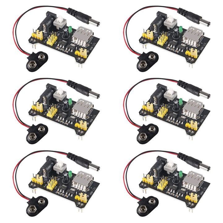6Pc MB102 Breadboard Power Supply Module Power Cable for Nano
