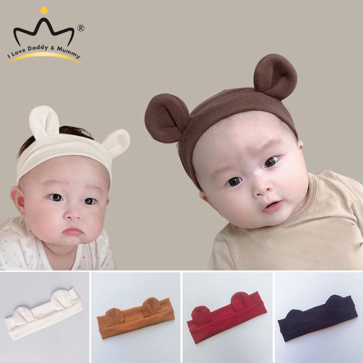 Cute Bear Ear Baby Headband Korean Solid Color Elastic Hair Bands For Infant Boy Girl Hairband Soft Cotton Newborn Turban