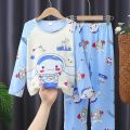 2pcs Sanrio Kuromi Pattern Kids Pajamas, Long Sleeve Top Pants Set,Anime Girls Boys Sleepwear Autumn Children Homewear Clothes. 