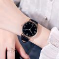 【The road to happiness Store】Luxury quartz alloy watch ladies fashion stainless steel dial casual bracele watch leather wristwatch for women. 