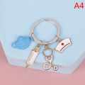 Doctor Keychain Medical Tool Key Ring Syringe Stethoscope Nurse Cap Key Chain.